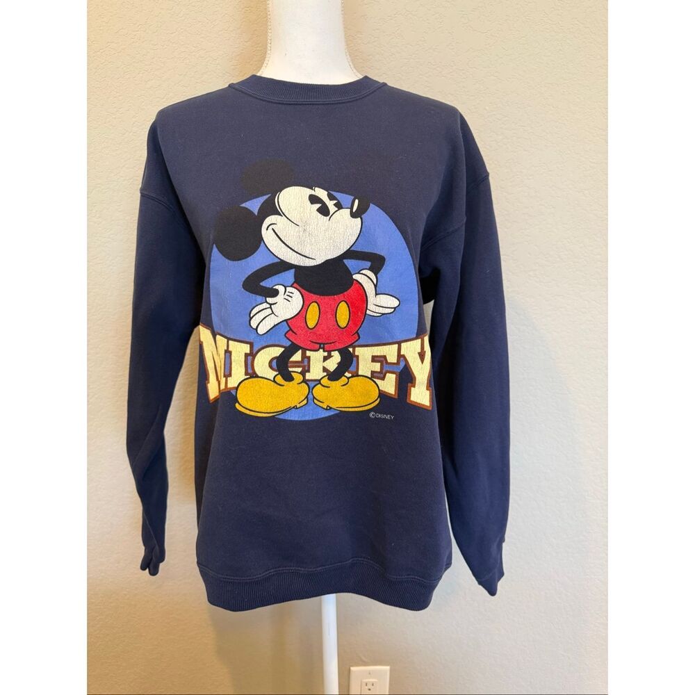 Vintage Hanes Heavyweight Mickey Sweatshirt Navy Medium